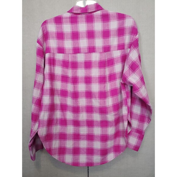 Express Boyfriend Portofino Pink Plaid Button-Up Shirt Size XS NWT - Picture 5 of 6